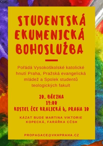 Ekumenická studentská bohoslužba v ČCE Strašnice!!